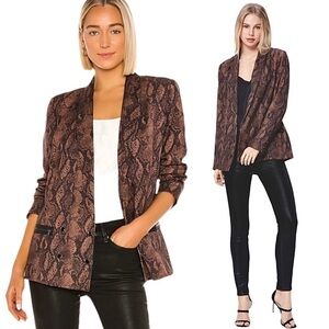 NWT REVOLVE x PAIGE Snake Double Breasted Zip Trim Oversized Boyfriend Blazer XS